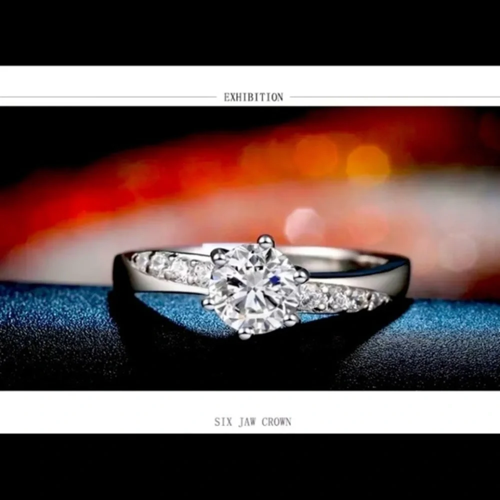 NEW Fashion Sterling Silver Shiny Zircon Ring